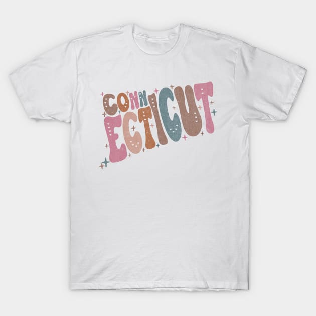 Connecticut State US Map Typography T-Shirt by Mastilo Designs